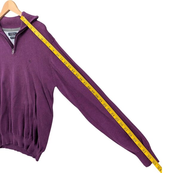 Casa Moda 1/4 Zip Sweater Mens Purple Pima Cotton Knit Pullover Size L - Picture 7 of 8